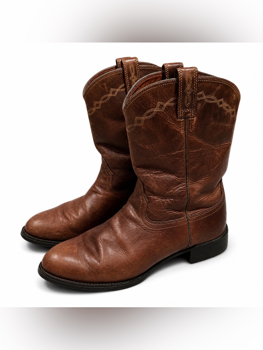 Ariat Brown Western Equestrian Boots with Decorative Stitching - Men’s 11EE